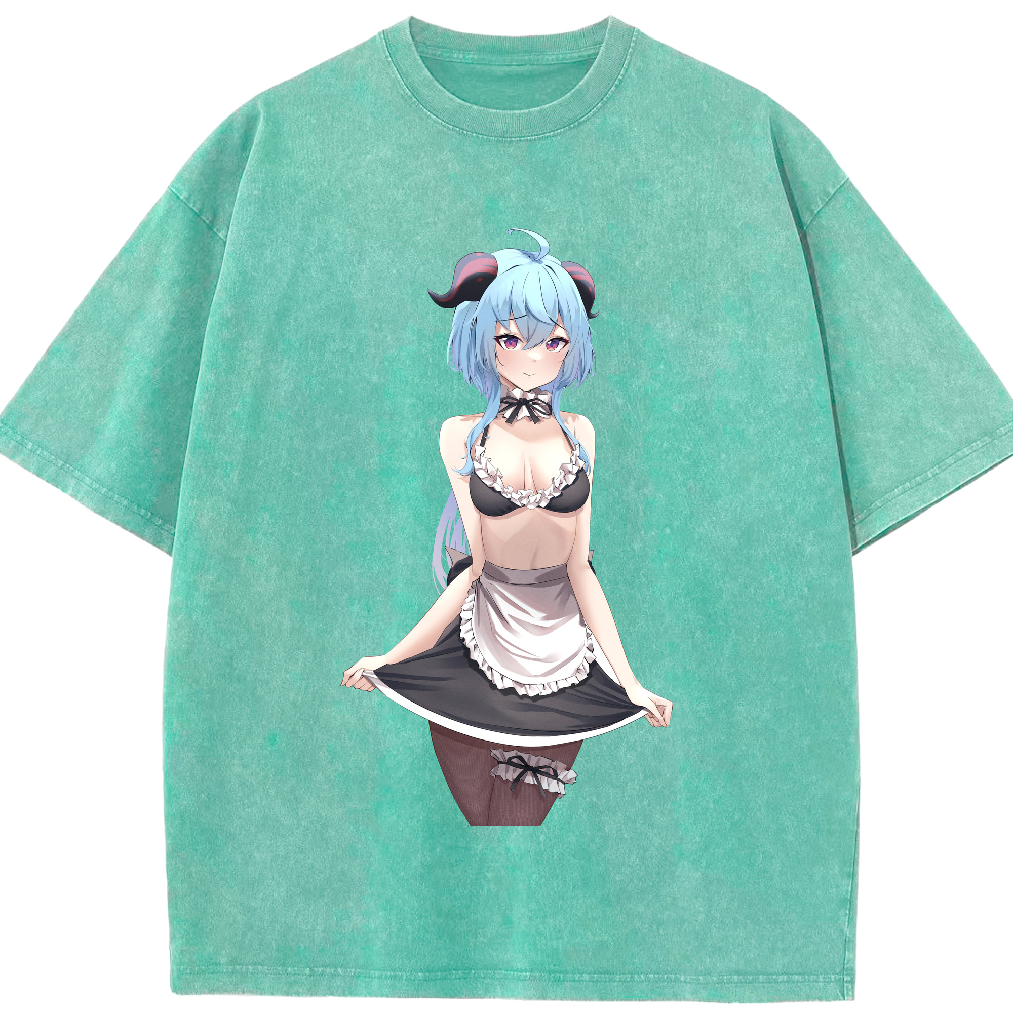 げんし神 甘雨 かんう genshin Ganyu 綿100% ヴィンテージ風 半袖Tシャツ（フロントプリント）
